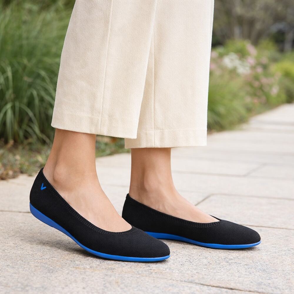 VIVAIA SZ 43/11 Tamia Walker Lightweight Almond Tow Flats In Black Lapis NWOT